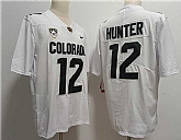 Men's Colorado Buffaloes #12 Travis Hunter White With PAC-12 Patch Stitched Football Jersey,baseball caps,new era cap wholesale,wholesale hats
